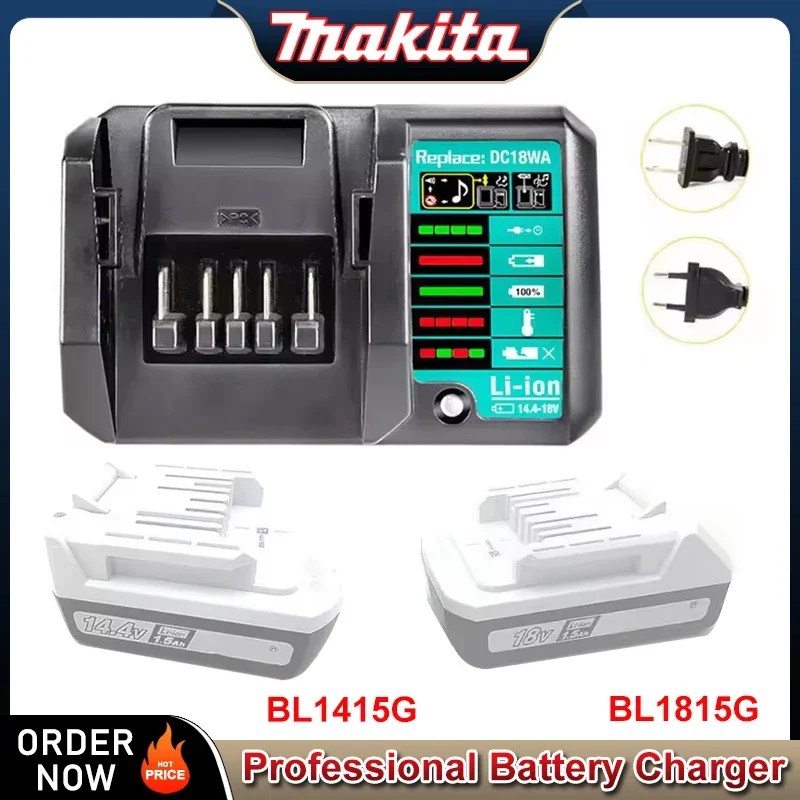 DC18WA BL1815G BL1413G Makita 14.4V-18V G 시리즈 배터리 충전기 용 리튬 이온 배터리 충전기 충전식 전동 공구 100V-240V