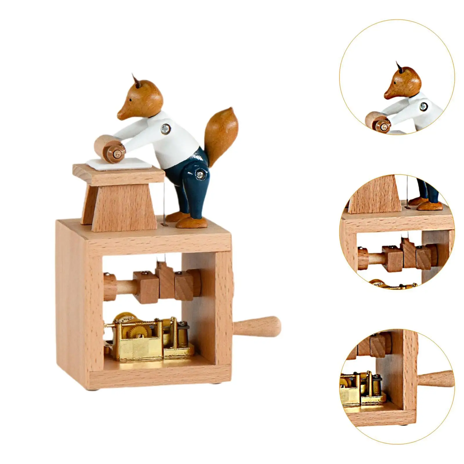 Hand Crank Music Box Novelty Unique Hand Operated Wooden Musical Box Decor for Colleague Friend Classmate Family Birthday Gifts