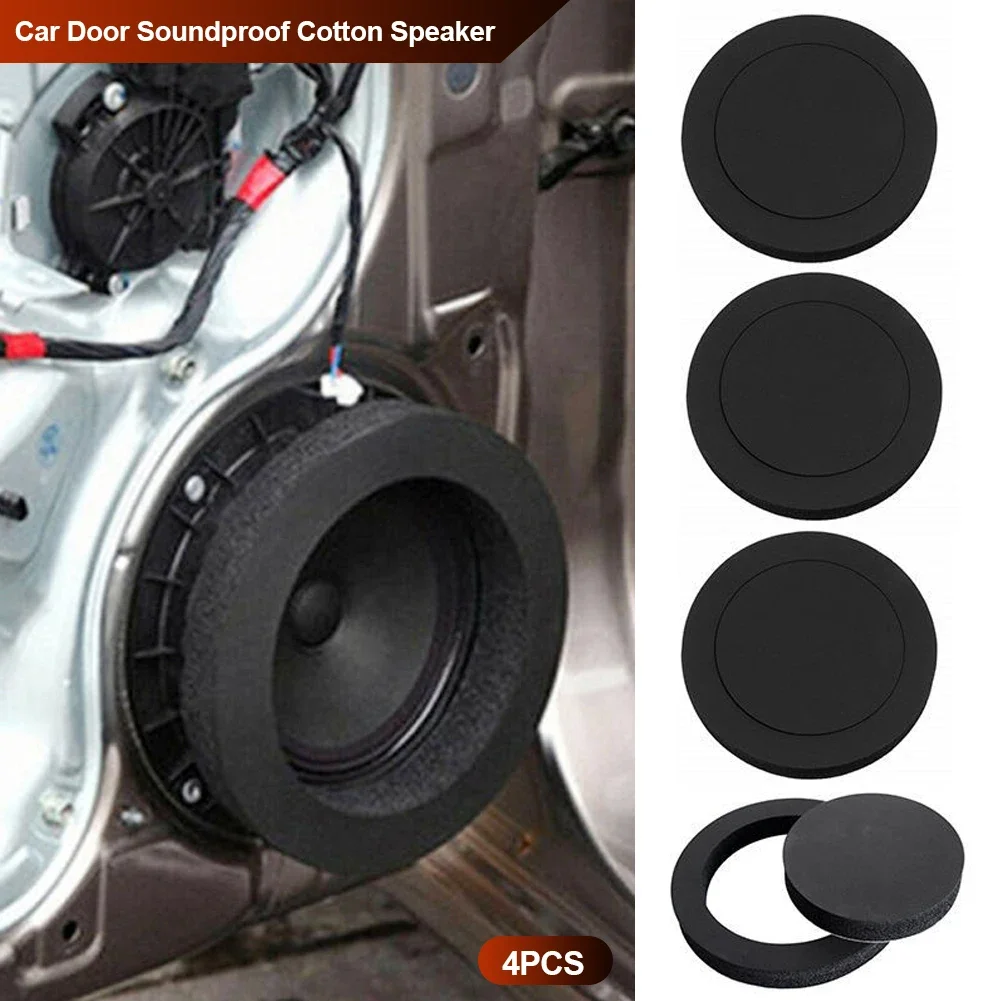 6.5" Car Door Soundproof Cotton Speaker Bass Ring Foam Woofer Pad Noise Sound Insulation Ring Car Accessories Interior 4pcs