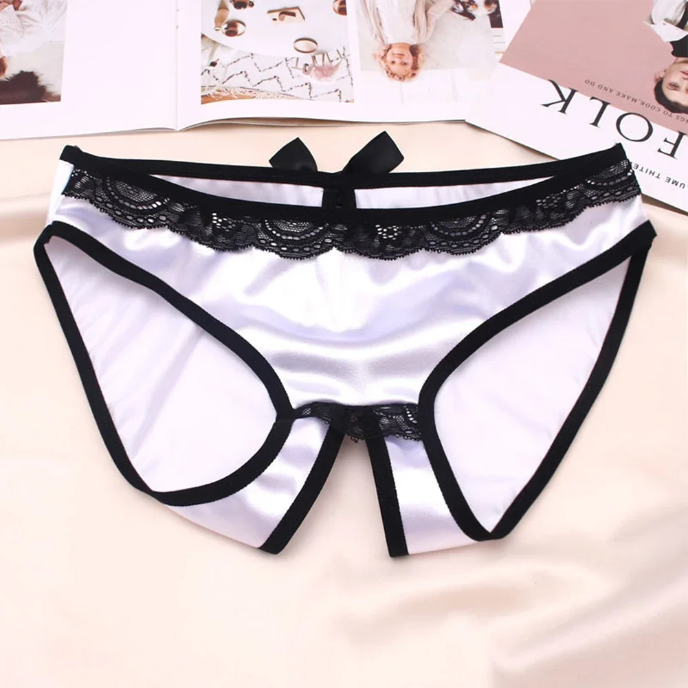 Women's Crotchless Thongs Knickers Breathable Panties Lingerie Underwear Low Rise Female Briefs, women lingerie