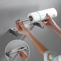 ไม่มีเจาะสแตนเลสผู้ถือกระดาษผ้าเช็ดตัวติดผนังขาตั้งม้วนสําหรับห้องครัวห้องน้ําเช็ดแขวนชั้นเก็บผู้ถือเนื้อเยื่อ 3