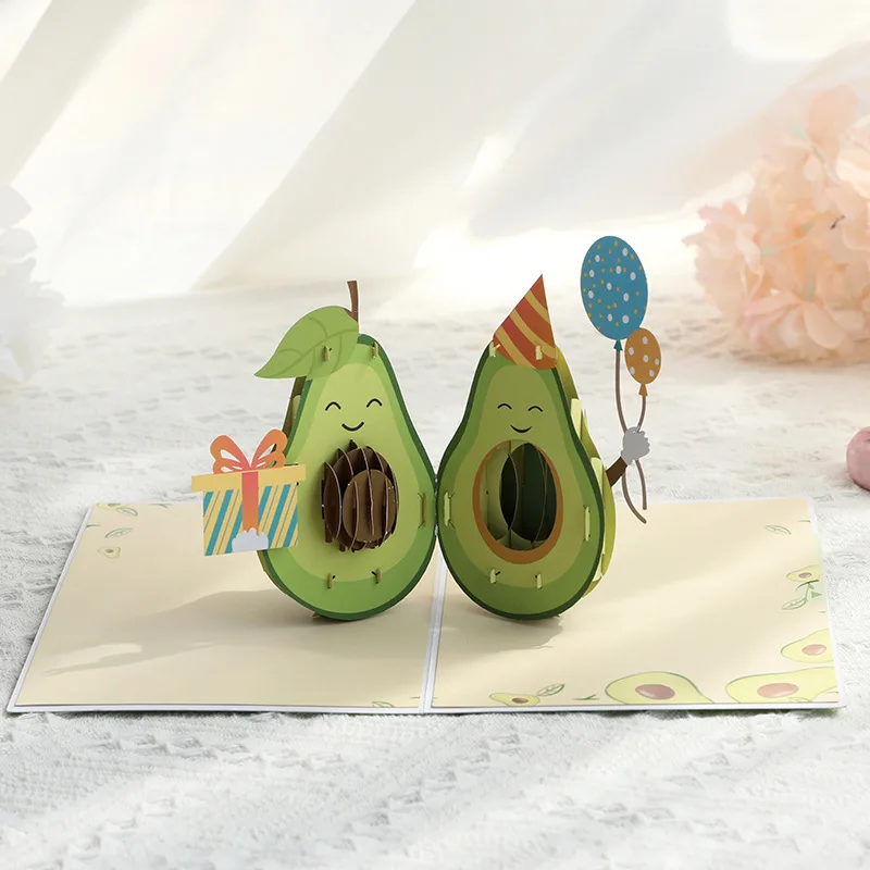 Greeting Cards 3D Pop Up Happy Birthday Card Cute Avocado