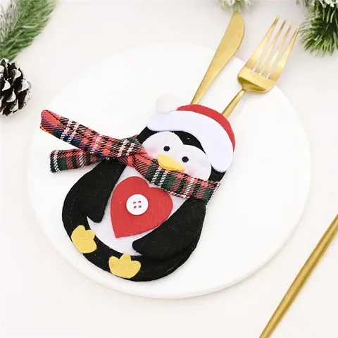 

1pc Festive Christmas Tableware Set Bag Knife Fork Cutlery Home Party Decorations New Year Eve Xmas Dinner Table Decor