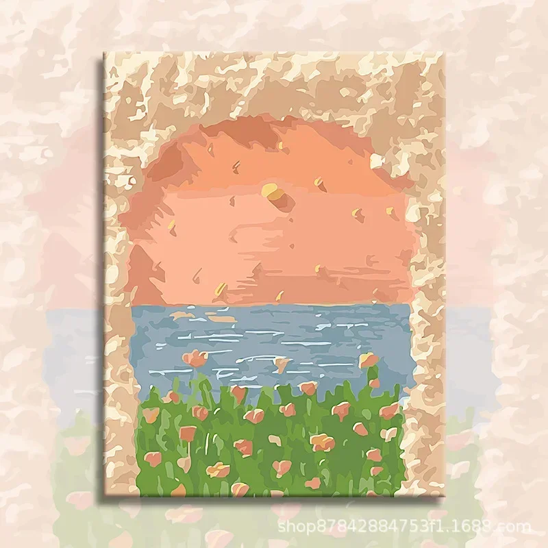 

22179-STB- Diy landscape figures and animals hand-painted digital oil painting set