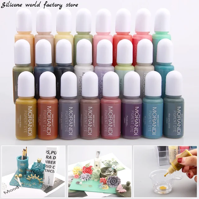 Silicone world 10ML 24 Colors Resin Pigments DIY UV Epoxy Resin Crafts Morandi Dye Ink Colorant Jewelry Making Supplies Tools