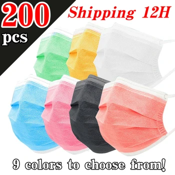200Pcs Disposable 3-Layer Protective Filter Masks, Breathable and Comfortable, 200/100/50/25/5Pcs with Elastic Ear Loops and Nose Bridge Clip - Cheap Bulk Purchase for Home Use, Suitable for Travel, Outdoor Activities,
