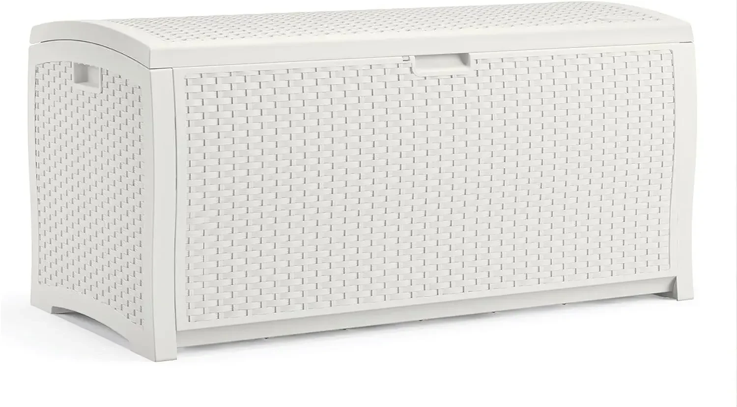 

99 Gallon Heavy Duty Resin Wicker Horizontal Outdoor Deck Box, White
