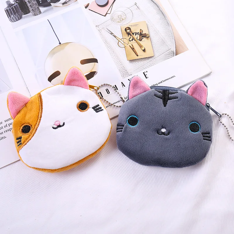 동물 고양이 봉제 장난감 지갑, 동전 가방, 어린이 선물, 도매, 10cm, 로트당 30 개
