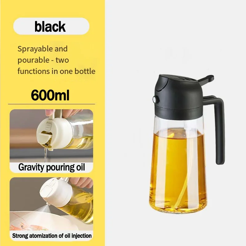 2-In-1 Spray Oil Bottle Fine Mist Oil Dispenser Glass Bottle Easy To Clean Suitable For Kitchen Outdoor Cooking Baking Barbecue