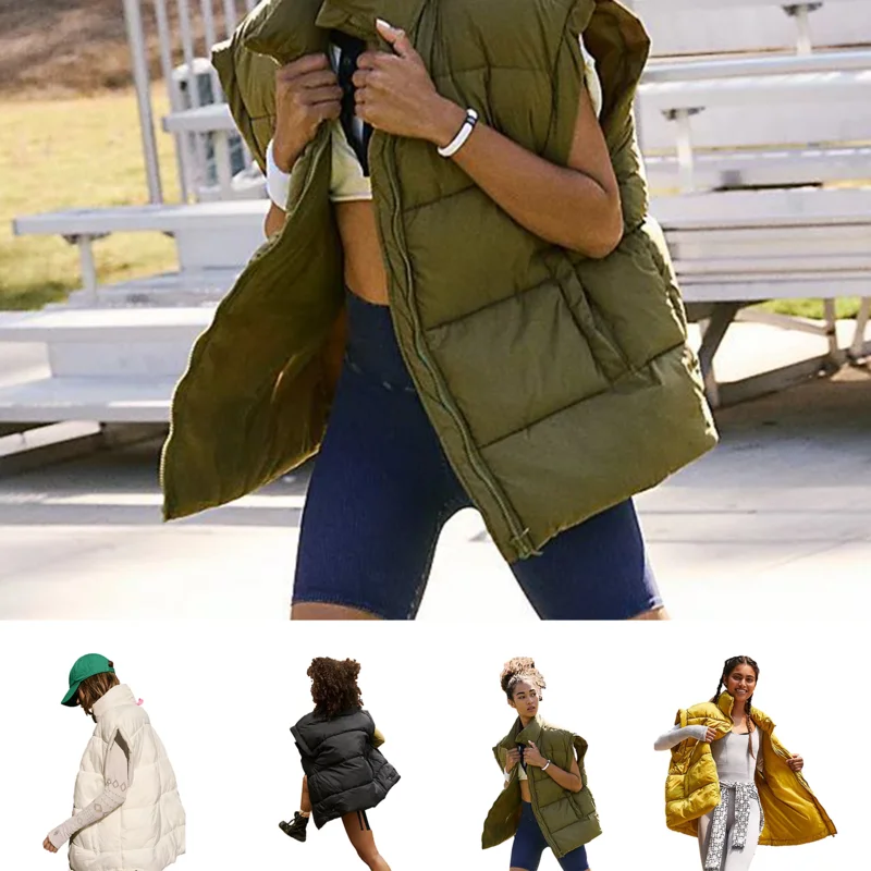 

Womens Puffer Vests Flysleeve Insulated Padded Puffy Jackets Coat Casual Zip Bubble Puffer Vest Puffy Jackets Coat For Spring
