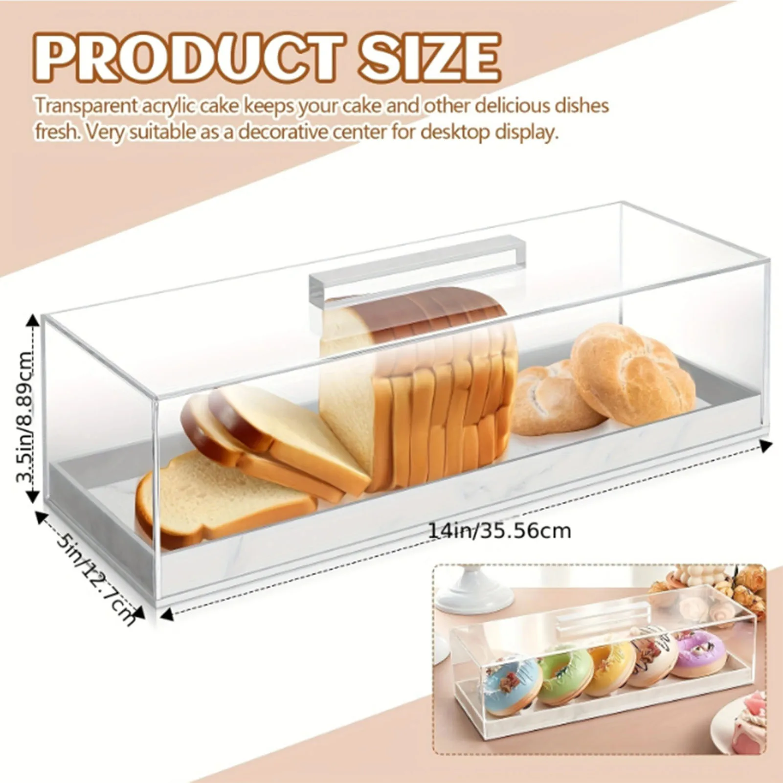 Rectangular Cake Tray Marble Grain Acrylic Multifunctional Dessert Serving Tray with Lid Rectangular Serving Tray