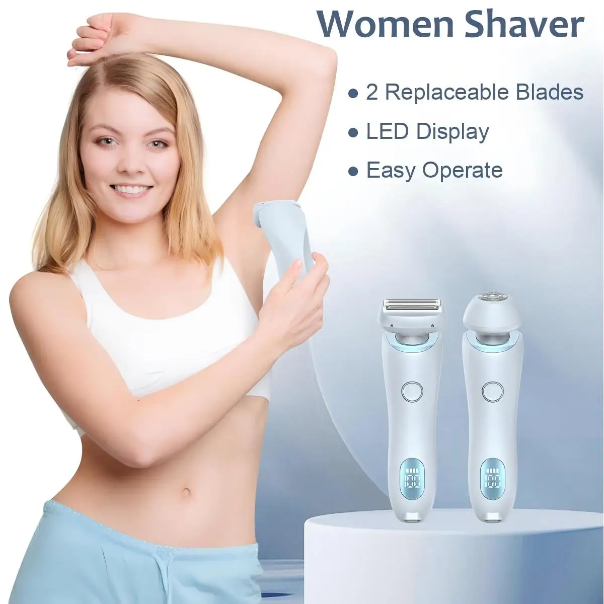 Electric Shaver for Women Painless Lady Razor Facial Hair Remover Wet and Dry Portable Bikini Trimmer for Face Armpit Legs Body