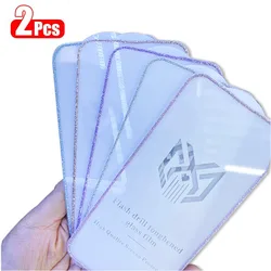 2PCS Bling Glitter Edge Tempered Glass Screen Protector Film Cover - Color (For iPhone 12 mini)