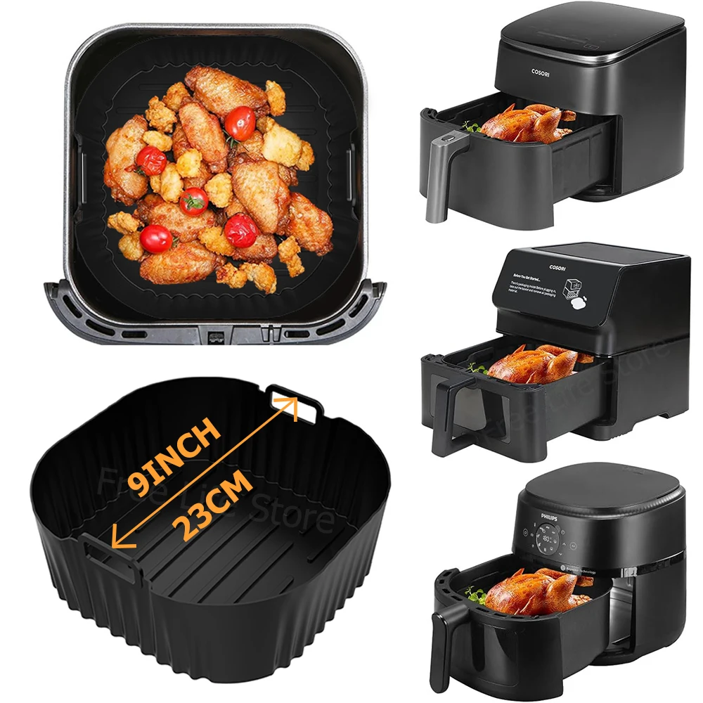 23CM Air Fryer Silicone Mold for Philips 2000 Series NA230/00 Square Air Fryer Baking Liner For Cosori 6.2L Airfryer Accessories Air Fryer Liners Air Fryer Accessories Air Fryer Mold