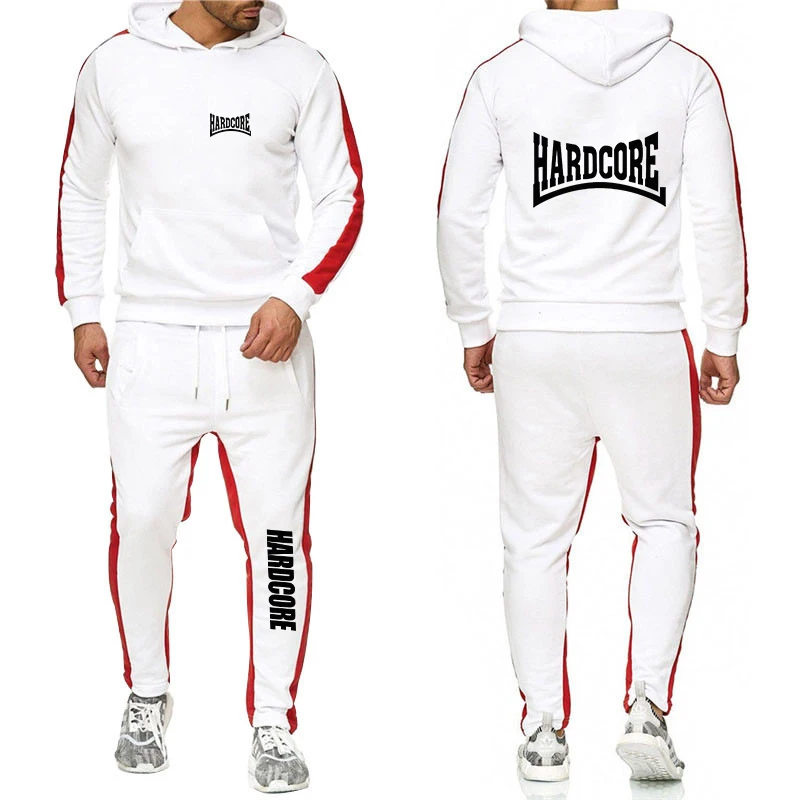 HARDCORE Gedruckt Hoodie Jogginghose Trainingsanzug männer Mit Kapuze Sweatshirt + Hosen Pullover Sportwear Anzug Kleidung 2 Stück Sets
