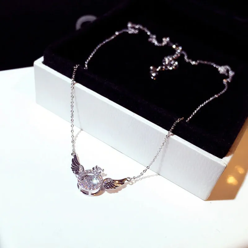 Fashion Japan South Korea Trend Exquisite Super Flash Set Rhinestone Wings Temperament Clavicle Necklace Short Women Girls Gifts 7