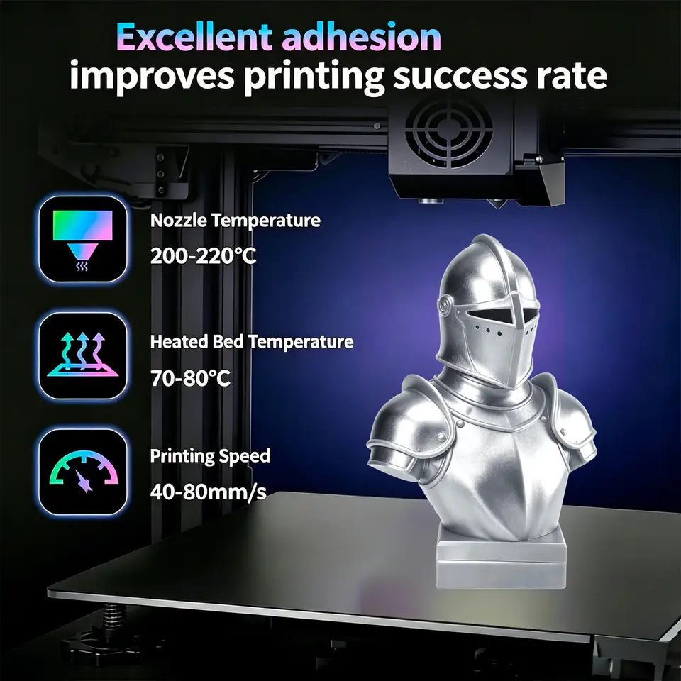 3D Filament 1.75, Shiny Silk PLA Filament with Smooth Silky Surface,Dimensional Accuracy +/- 0.02mm,Silk Silver 250G image 2
