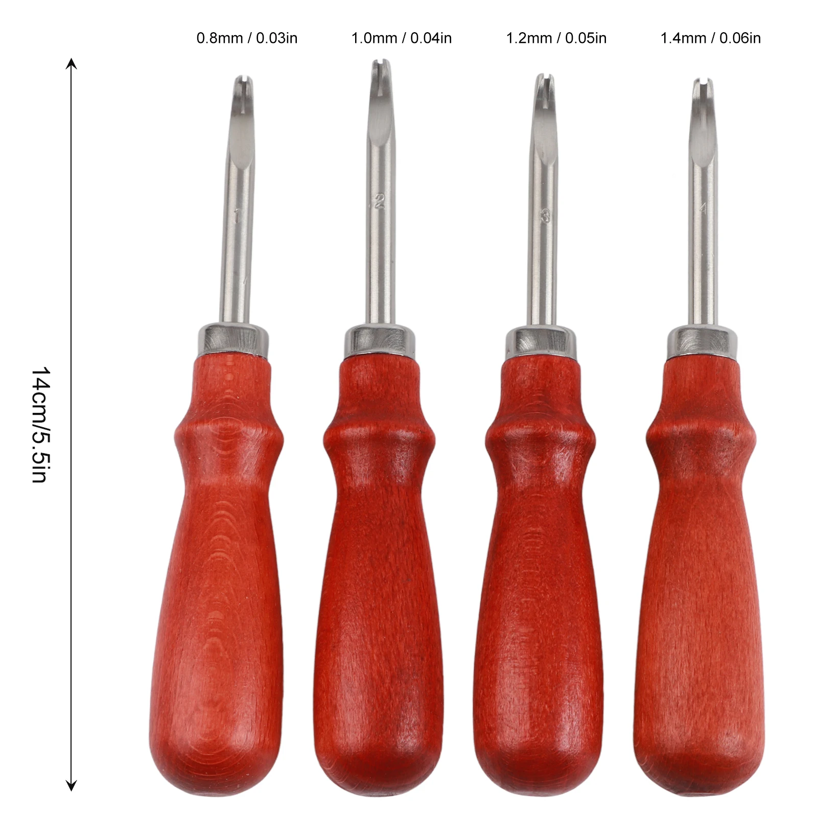 나무 손잡이가 있는 가죽 가장자리 전문 트리밍 작업 키트, DIY 공예 가죽 절단용, 4 개