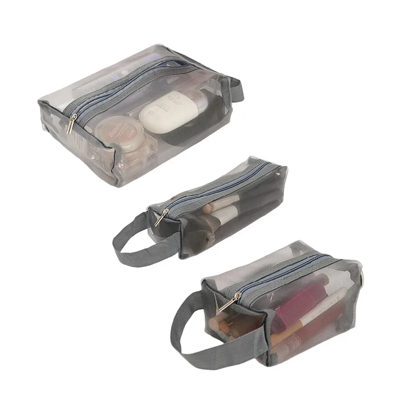 New Mesh Transparent Cosmetic Bags Small Large Clear Black Makeup Bag Portable Travel Toiletry Organizer Lipstick Storage Pouch