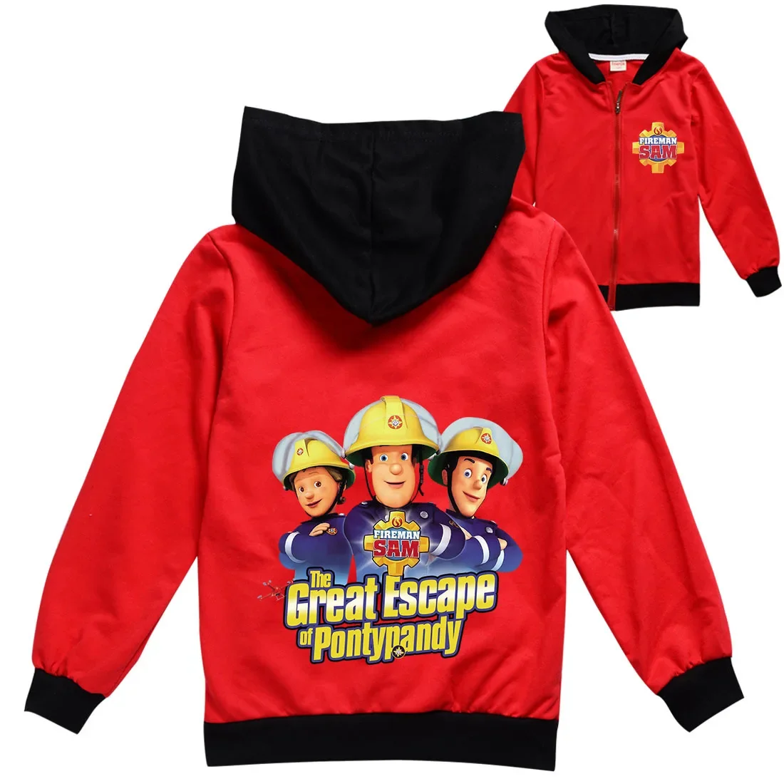Newset Cartoon Fireman Sam Vestiti Bambini Giacche Con Cerniera Per Ragazze Felpa Con Cappuccio Neonati Maschi Cappotti Bambini Fire Fighter Outwear