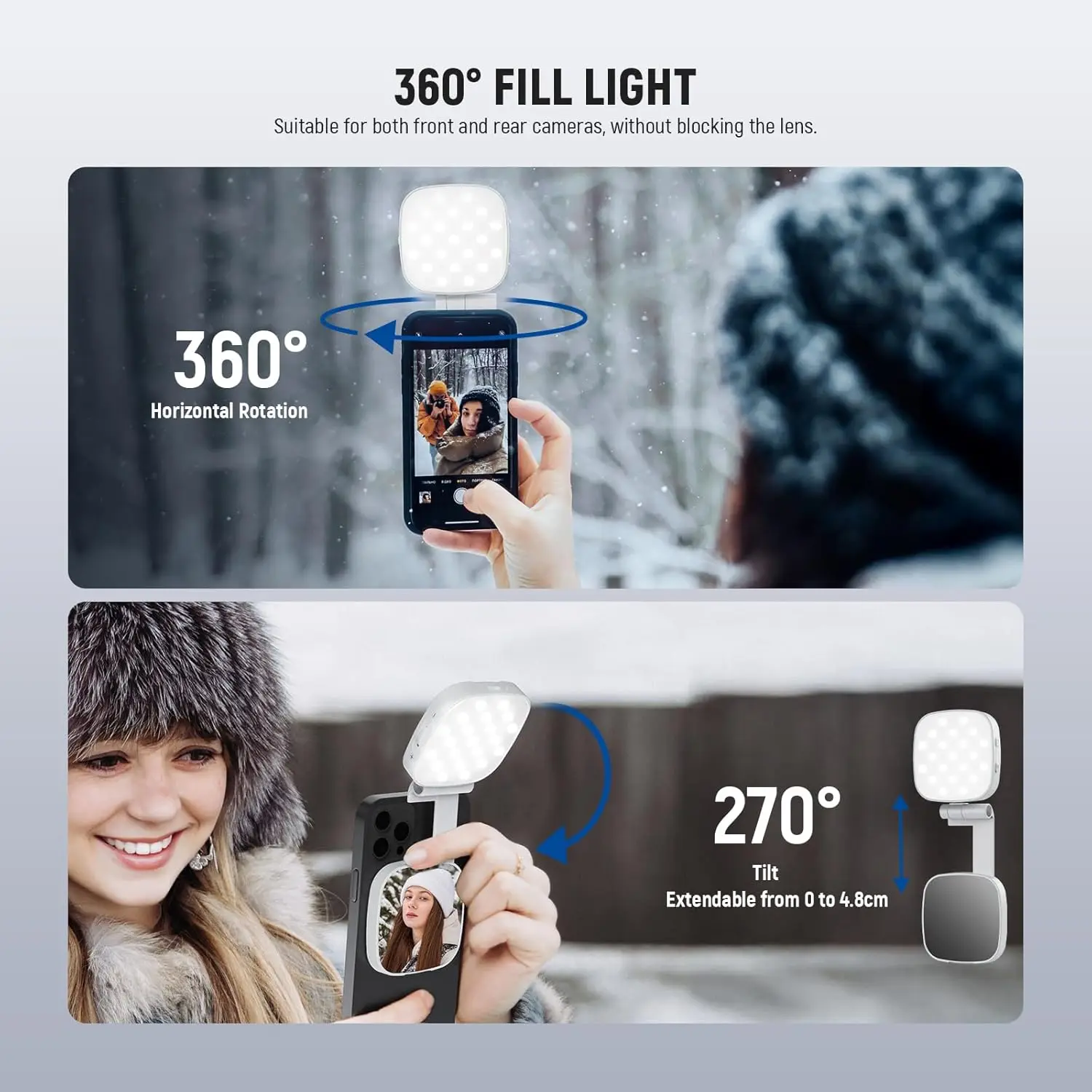 2W CRI95+ Bi Color Swivel Small LED Phone Fill Lighting Basics Magnetic Selfie L