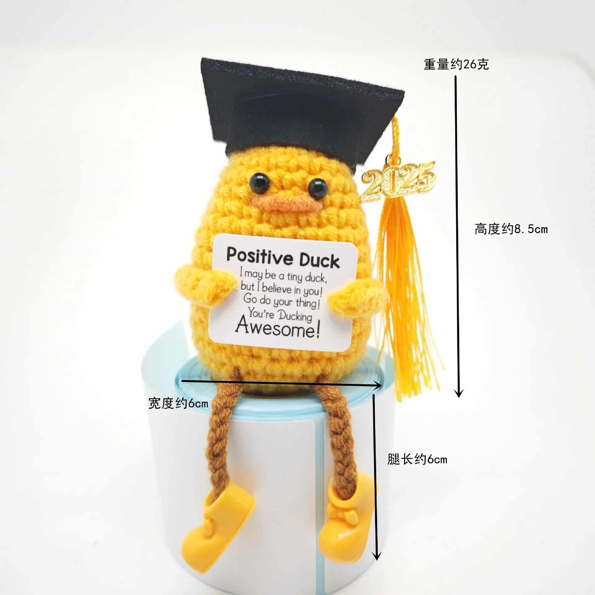 Funny Positive Energy Duck Handmade Plush Wool With Card graduation gift Cute Knitted Doll Duck Ornament Home Room Decoration