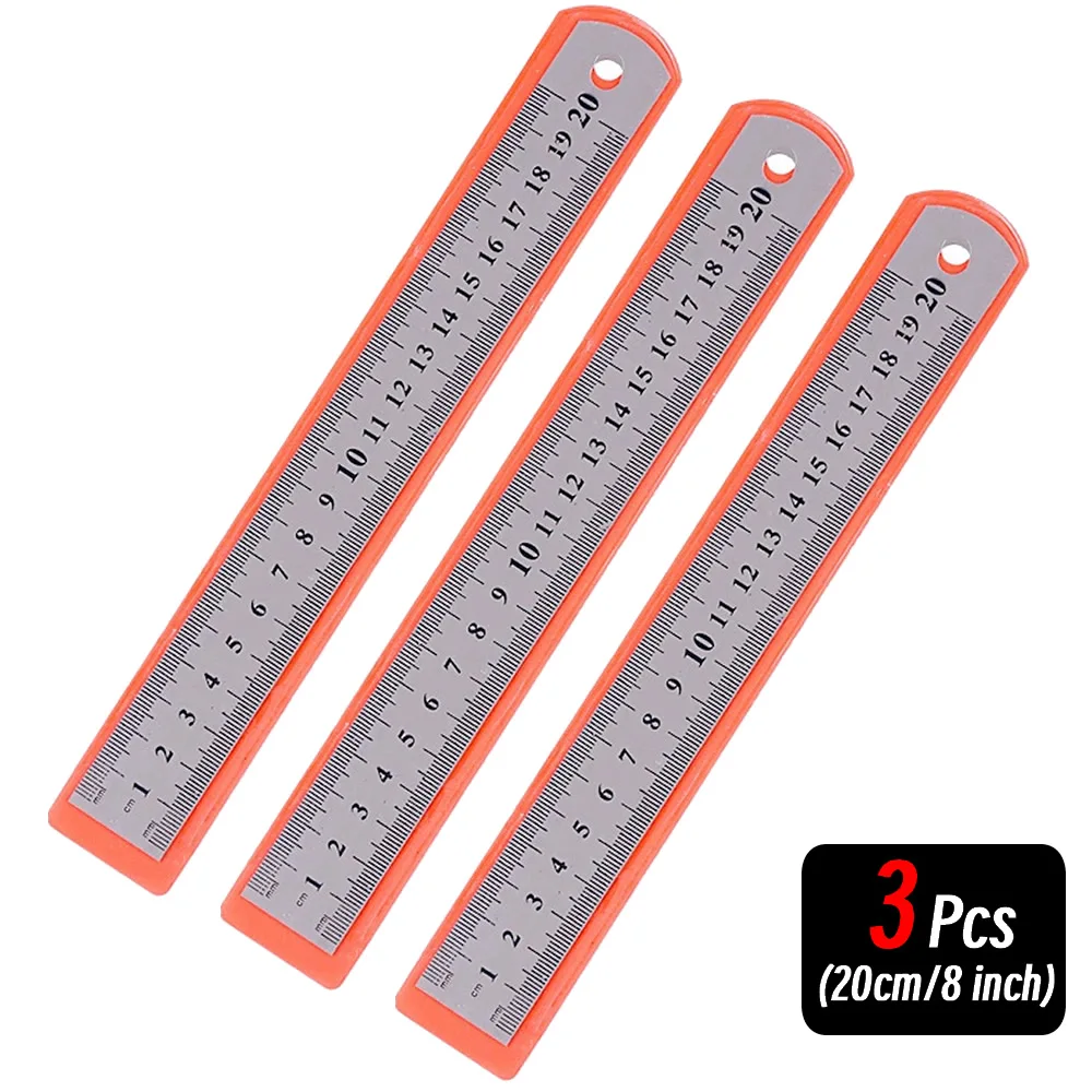 Stainless Steel Double-Sided Precision Measuring Ruler - 10 Pack, 15-30cm