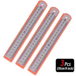 Stainless Steel Double - Sided Precision Measuring Ruler - 10 Pack, 15 - 30cm (3pcs 20cm)