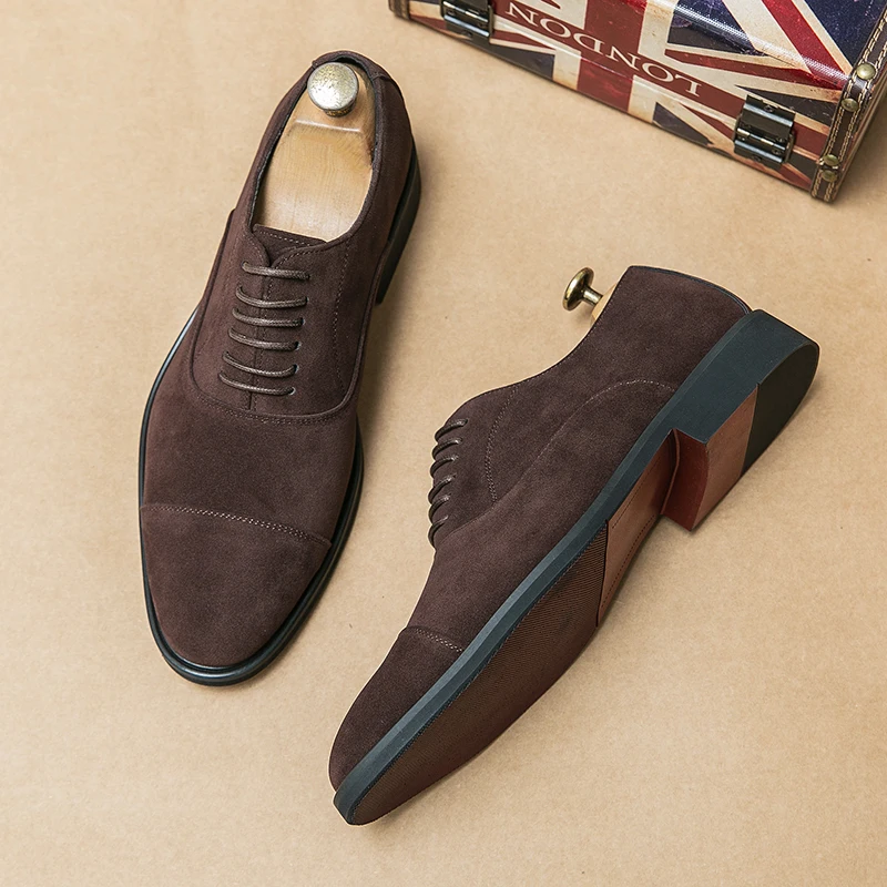 Italian Brand Men's Suede Shoes Banquet Dress Shoes Pointed Formal Shoes Formal Occasions Men's Business Shoes Non Slip