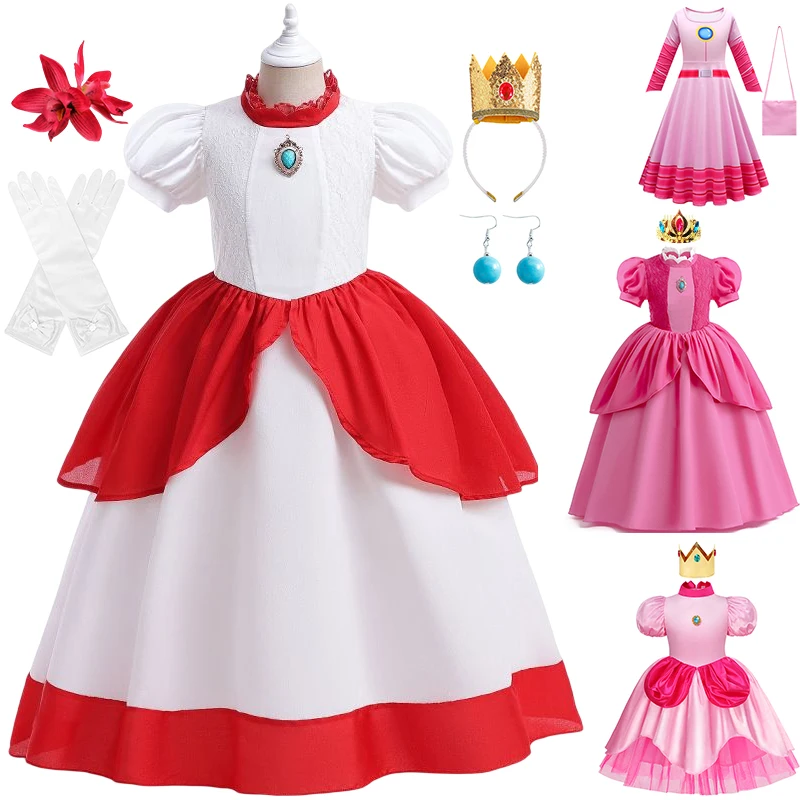 Girl Peach Princess Costume Carnival Performance Cosplay Peach Kids Halloween Clothes Children