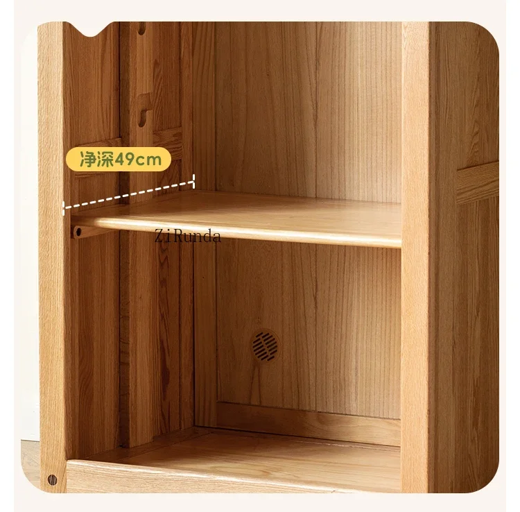 Children's solid wood wardrobe Small apartment cloth curtain cabinet Household bedroom storage locker