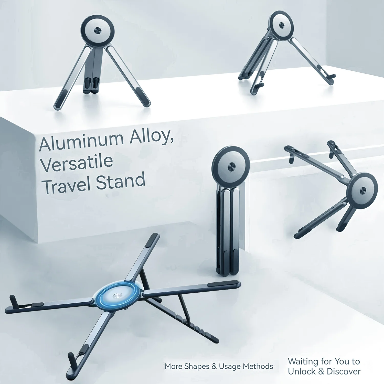 2-in-1 휴대폰 거치대, 책상용 노트북 거치대, 360도 회전 가능한 태블릿 암 마운트 °   회전식 알루미늄 노트북 트레이, 접이식 컴퓨터 스탠드