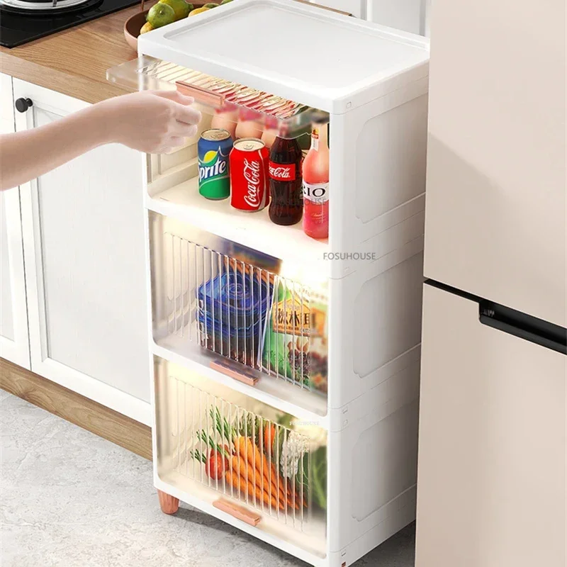 Modern Plastic Kitchen Cabinet for Kitchen Furniture Storage Cabinet Multilayer Multifunction Upscale Household Crevice Cupboard 5