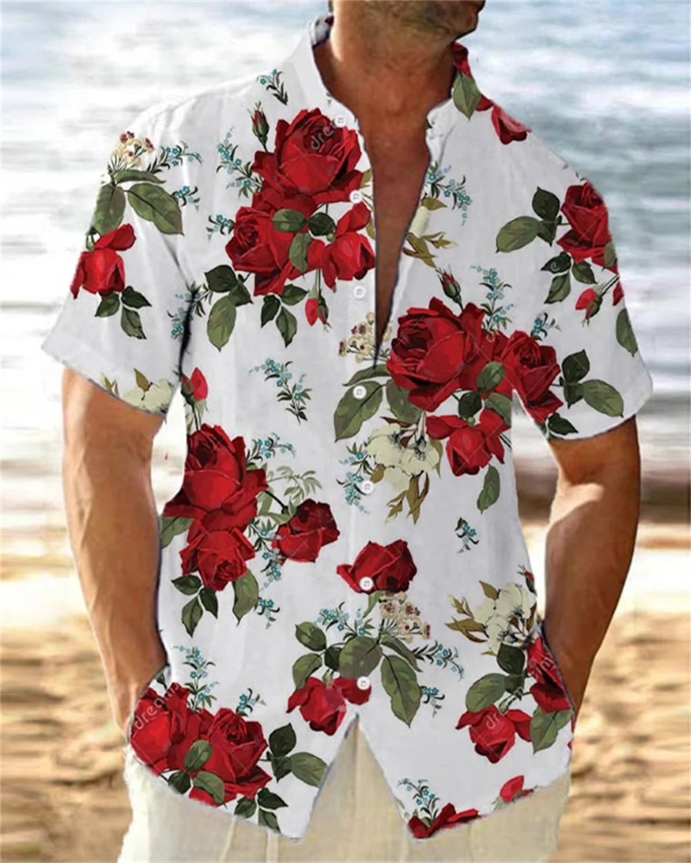 Estampado Camisas Flores Hombre Baratas Vestir Camisas Hawaianas