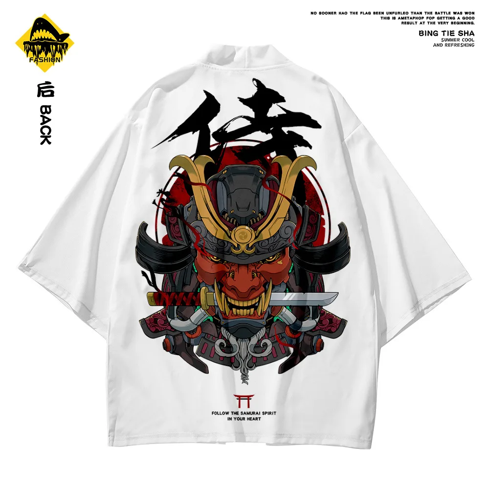 Japanese Samurai Print Kimono Streetwear Men Women Cardigan Cosplay Haori Yukata Harajuku Tops Robe Clothes Plus Size 5XL 6XL