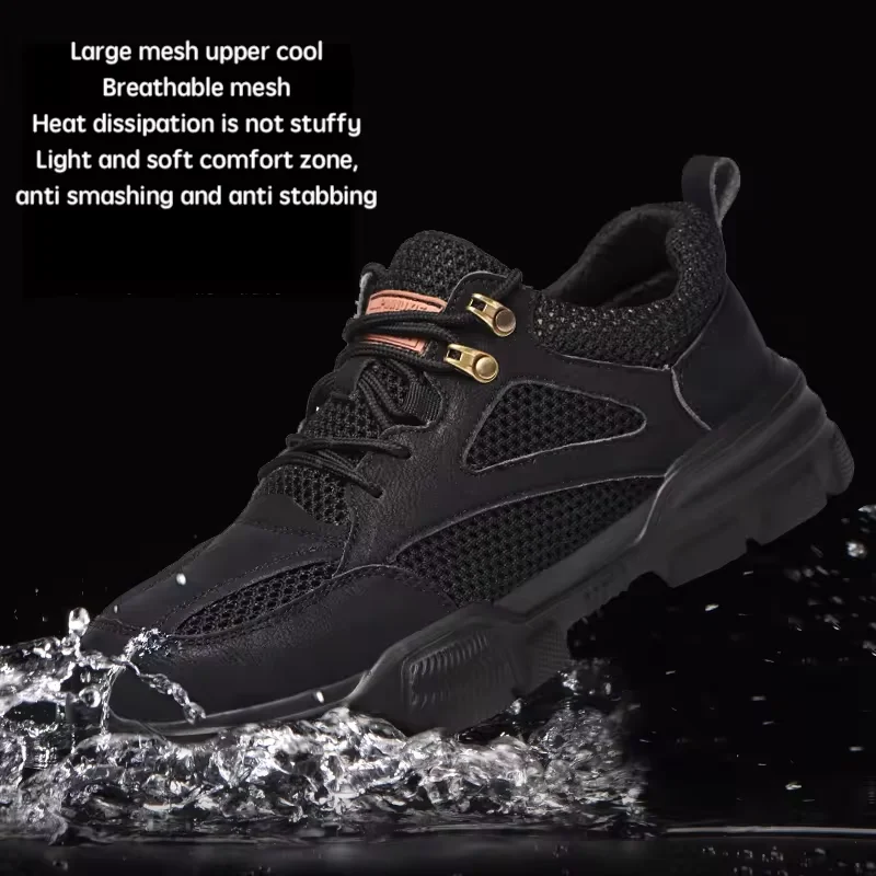 Men's Ankle boots Summer Mesh Breathable Safety Shoes Steel Toe Sport Sneaker Lightweight Construction Security boots for man