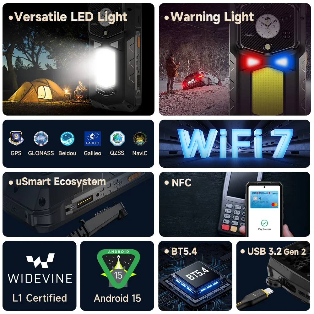 Ulefone 5G AI Rugged Phone Dimensity 9300+ Dual Screen 32GB+ 1TB  64MP Night Vision Armor 29 Ultra Smartphone Android 15 NFC