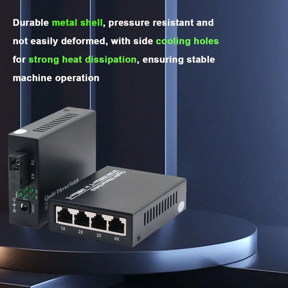 One Pair 4 Port 10/100/1000M Gigabit Media Converter 4 RJ45 to SC Fiber Ethernet Switch Single-mode Multi-mode Optional