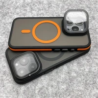 Glass Lens Camera Protection Stand For Magsafe Magnetic Phone Case For iPhone 15 11 12 13 14 16 Pro Max Plus Matte Clear Cover 2