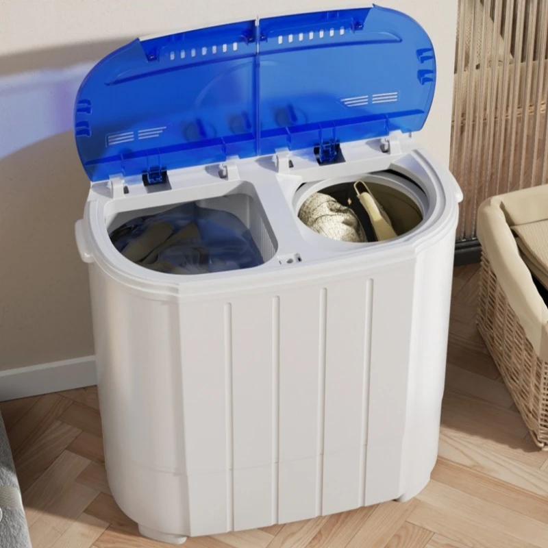 غسالة ملابس صغيرة مزدوجة الحوض