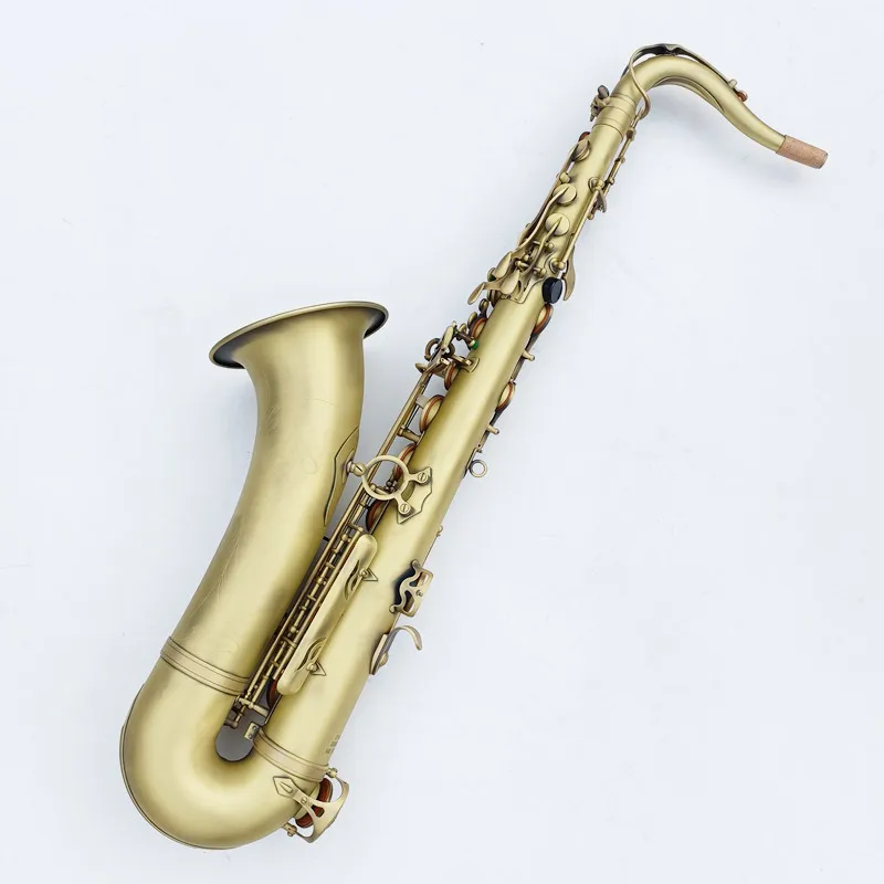France 54 Profesyonel Tenor saksafon B d&uuml;z antika bakır sim&uuml;lasyon pirin&ccedil; g&ouml;vde Tenor sax ağızlık vaka