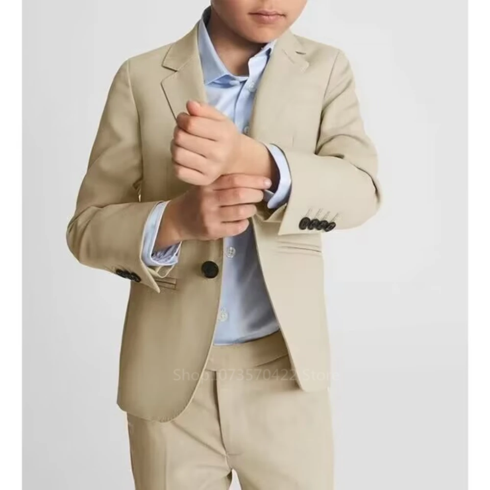New Popular Boys Suit For School Activities Formal Classic Kids 2 Pieces Notch Lapel Blazer Pants Wedding Ring Bearer Set