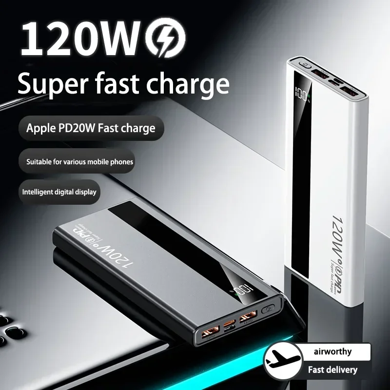 Banca di alimentazione a ricarica super veloce da 120 W 200000 Power Bank portatile di capacità ultragrande mAh con display digitale a LED per Samsung Xiaomi - immagine 2