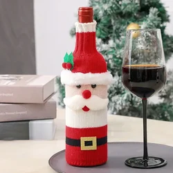 Festive Holiday Wine Bottle Cover Set - Santa & Snowman Woven Bags for Party Table Decor and Gifts (Santa Claus)