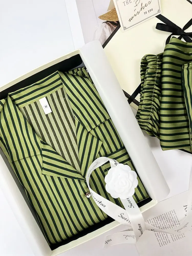 2023 pajamas for women long-sleeved suit  pyjamas women luxury home clothes loungewear women stripe pijamas de mujer sleepwear