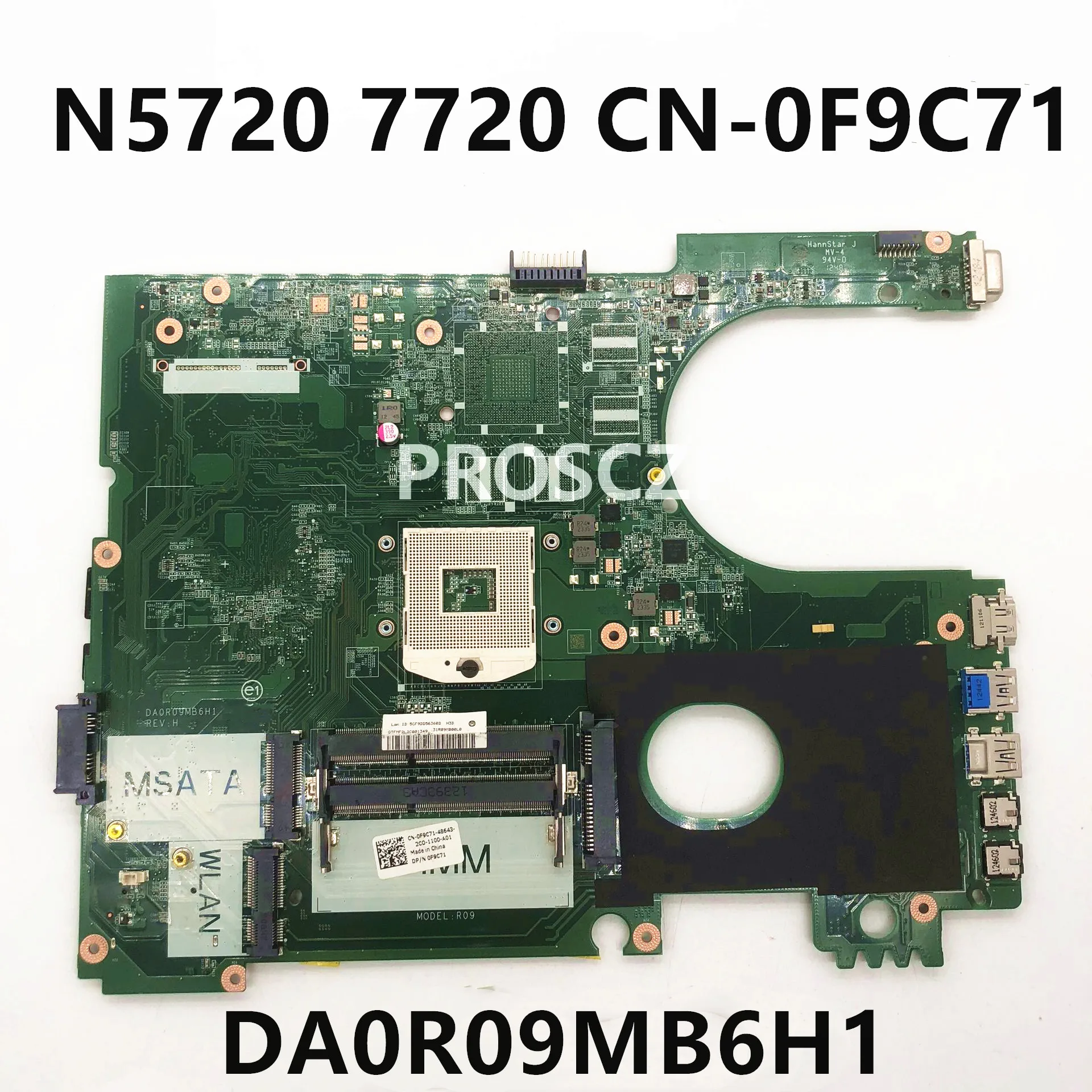 Mainboard para Dell Inspiron 5720 7720 Laptop Motherboard Da0r09mb6h1 Da0r09mb6h1 Hm77 Mainboard Cn0f9c71 F9c71 0f9c71 17r N7720 - Imagem 4