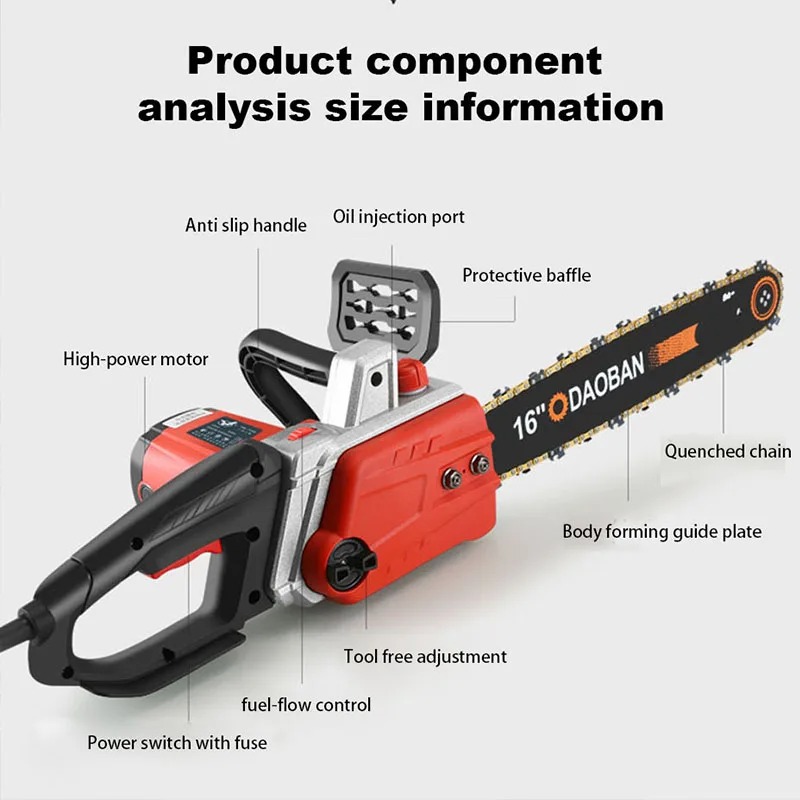 Felling Saw 16inch 12inch Home Electric Chain Saw Mini Chain Tree Handheld Electric High Power