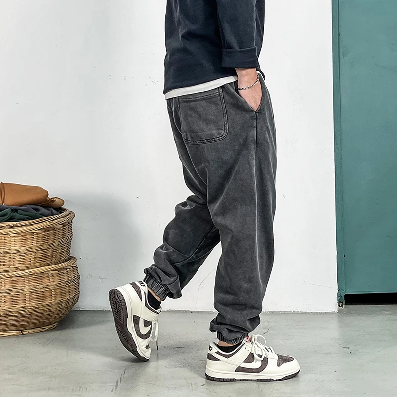 Korean Streetwear Vintage Jogging Sweatpants Men Clothing Harajuku Sport Joggers Casual Running Trousers Male Sport Jogging Trousers Fleece Sweatpants Men Casual Pants