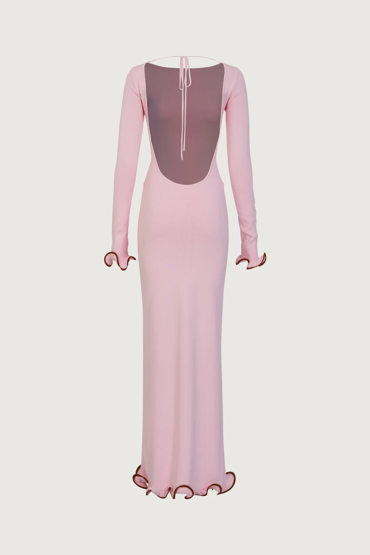 Knit Sweater Ruffled Long Dress Women Backless Fashion Ribbed Long Sleeve Elegant Party Dress Female Knitwear Autumn Dress