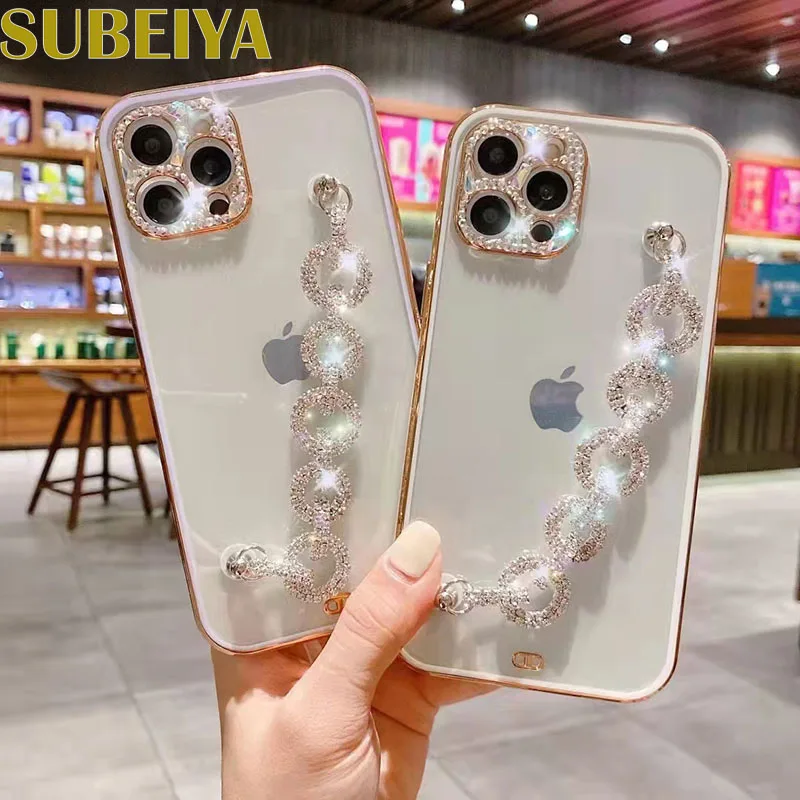 

Women's Fashion Rhinestone Bracelet Phone Case For Iphone 14 13 Pro Max Xs Max 7 Plus Stand Shockproof Soft Back Cove Case